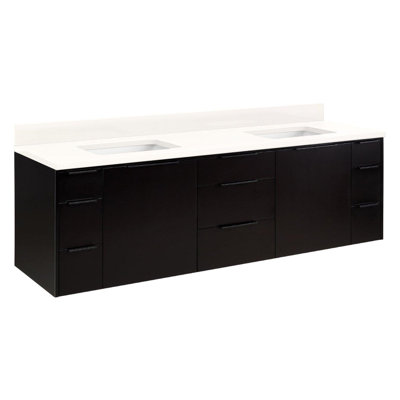 72" Dita Double Bathroom Vanity Set with Rectangular Undermount Sinks