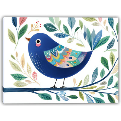 Whimsical Bluebird in Bloom Canvas Wall Art