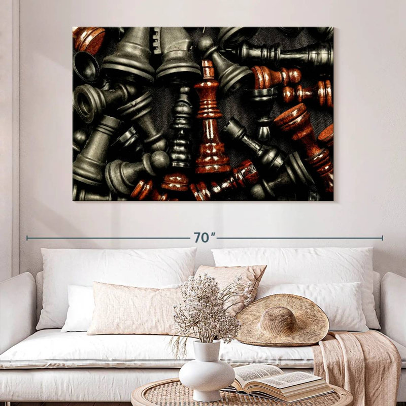 Senne Dark Chess Pieces, 34" H x 51" W
