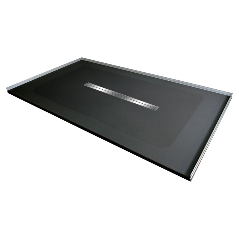 Base de douche avec seuil central 60 po x 36 po Transolor Trimslate, Noir, noir, noir, noir