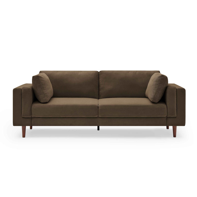 Kraz 215.9Cm Square Arms Sofa, Brown Corduroy