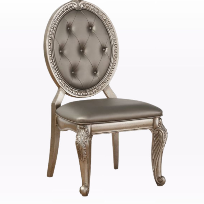 Chaise d'appoint en cuir synthétique et argent antique Zinnia (ensemble de 2)