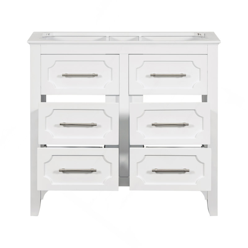 Ensemble de meuble-lavabo sur pied 36 po sans lavabo, ensemble de meuble-lavabo simple autoportant avec quatre tiroirs, armoire de rangement en bois massif seulement (PAS D'ÉVIER)
