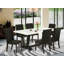 Ensemble de 7 pièces avec un fantastique plateau de table de cuisine Jacobean patiné et 6 chaises parsons kaki foncé avec têtes de clous et un dossier haut de style, finition jacobine patinée-726092891-726092890-726092893