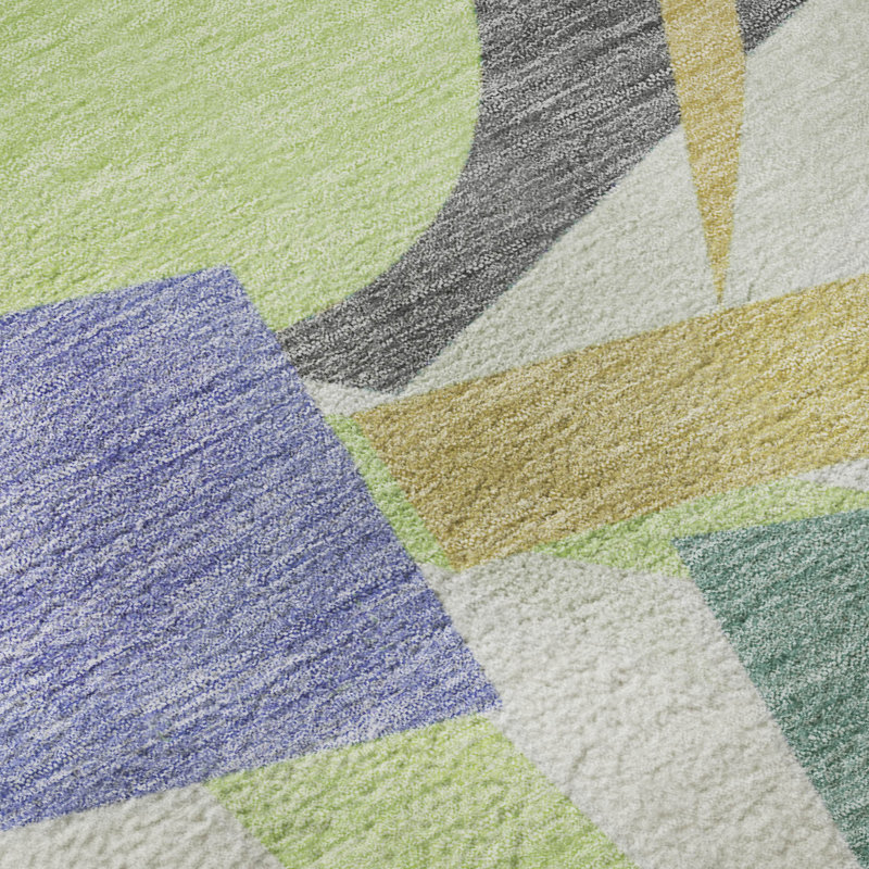 Premium Machine Washable Mehara AMF1693 Geometric Rug, Round 8'