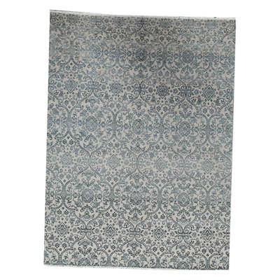 Damask Area Rug in Light Gray