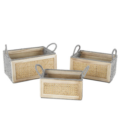 Ensemble de 3 paniers en bois massif