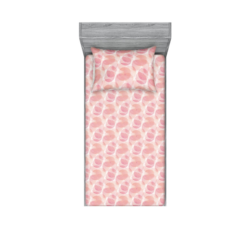 Microfiber Floral Sheet Set, Twin Sheet Set with 1 Pillowcase, Rose Pastel