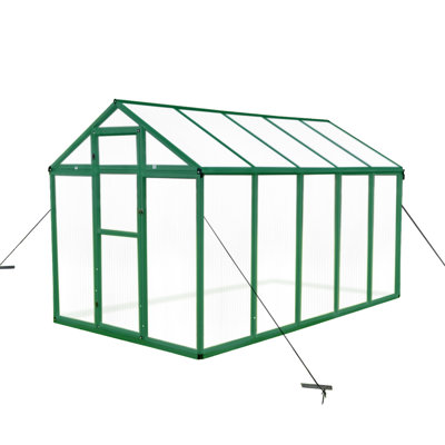 6X10 Ft Aluminum Greenhouse - Polycarbonate Walk-In For Garden All Season With Raised Base And Anchor, Plant Growth Encouragement Heavy Duty Backyard Tool Storage
