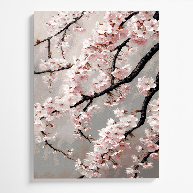 "Watercolor Botanical 85", art mural sur toile grise, H 14 po x l 11 po