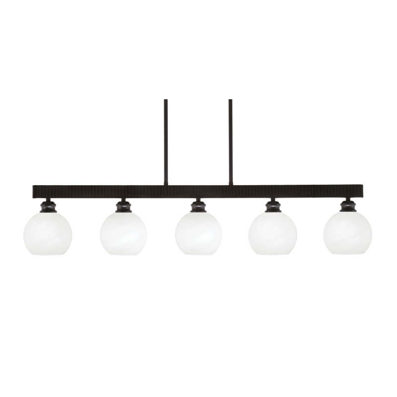 Barre d'éclairage 5 lumières Edge avec verre de marbre blanc 5,75 po, Espresso