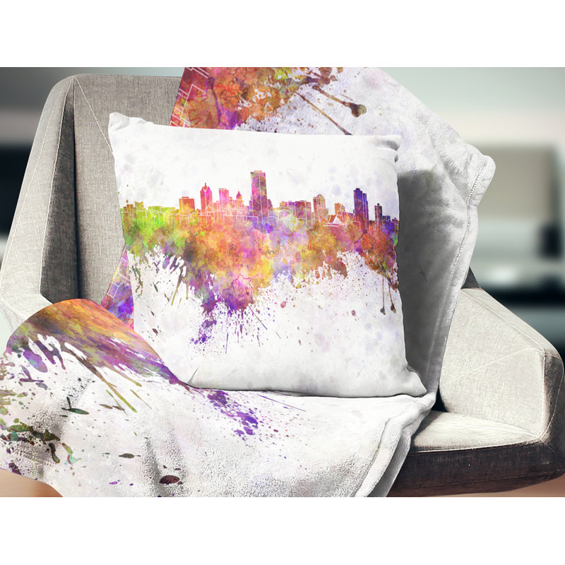 Coussin Milwaukee Skyline - Cityscape, Coussin décoratif, 16 po x 1 po