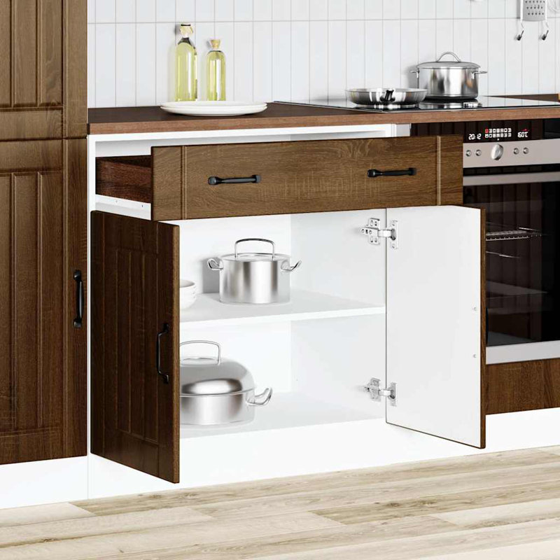 Kitchen Base Cabinet Lucca Engineered Wood, Brown Oak