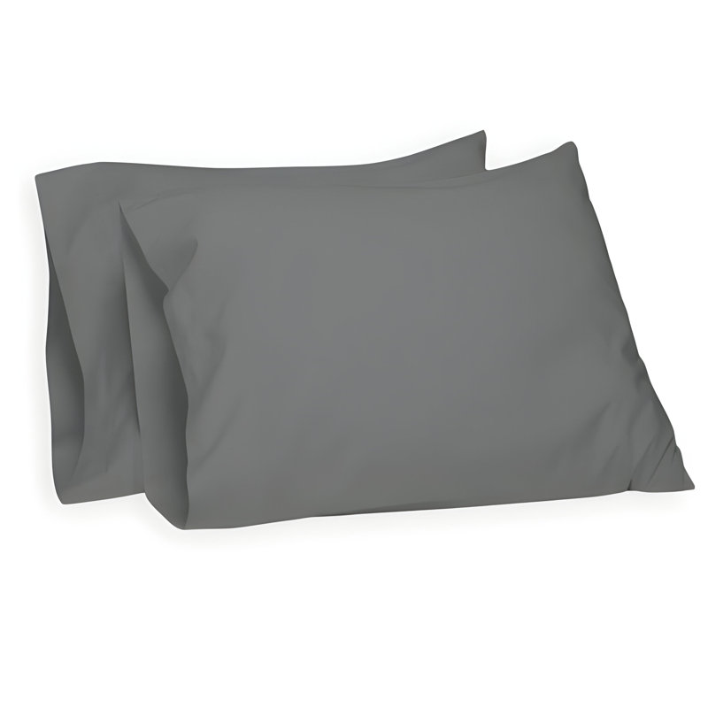 400TC Sateen Cotton Solid Pillowcases (Set Of 2), Dark Grey