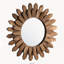 Miroir mural bohème rustique en bois noir carbonisé de 30 cm (12 pouces), motif soleil.