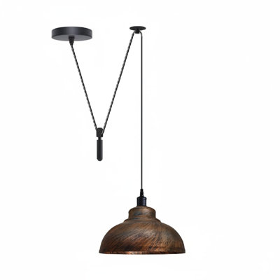 Luminaire suspendu Pulley, abat-jour industriel en métal avec cordon réglable de 2 m pour îlot de cuisine, salle à manger, bar, café et éclairage domestique