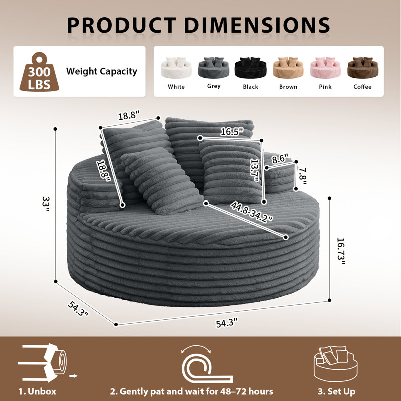 Upholstered Chaise Lounge, Gray