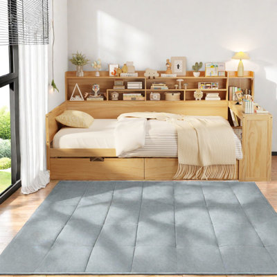 Space-saving Full Size Wooden Bed With Storage & Study Desk