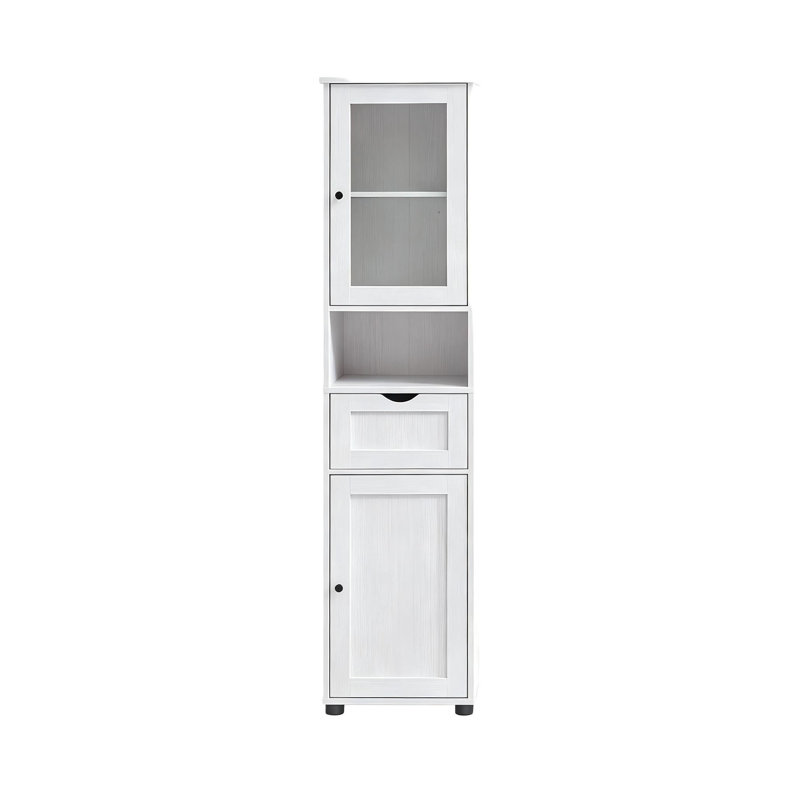 Glass Freestanding Linen Cabinet