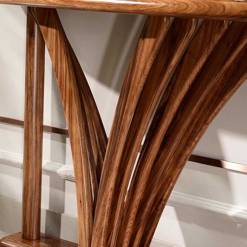 Semi-Circle Solid Wood Console Table, 33.07" H x 39.37" W x 17.72" D