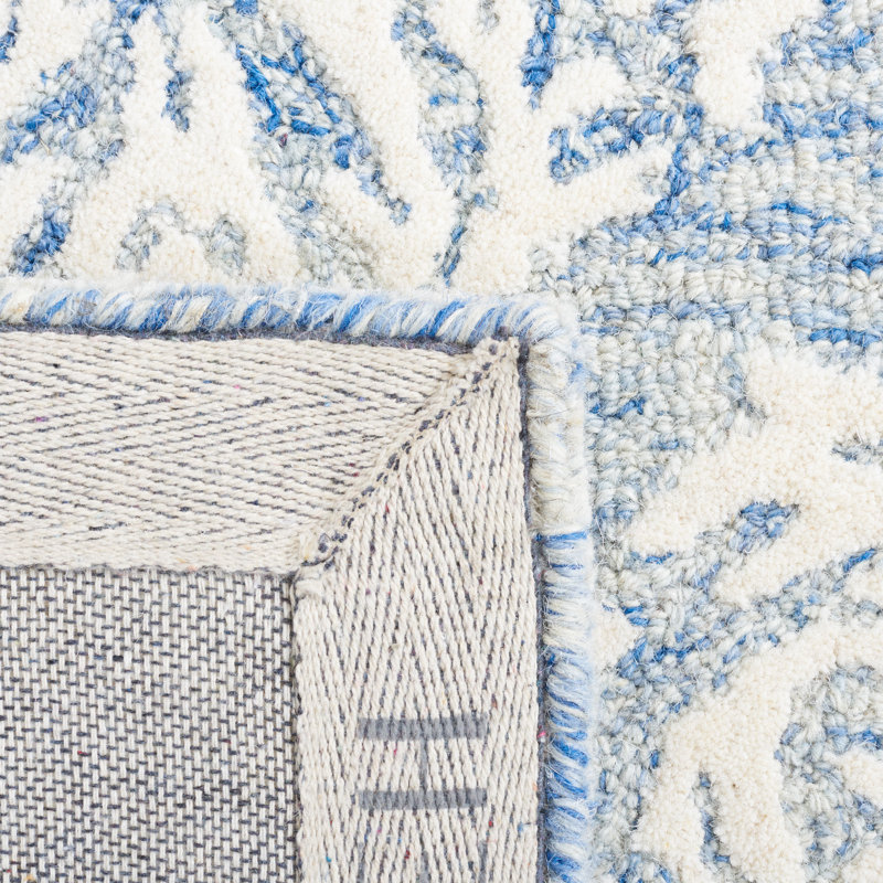Elsun Hand Tufted Wool And Cotton With Latex Damask Rug, Rectangle 5' x 8'