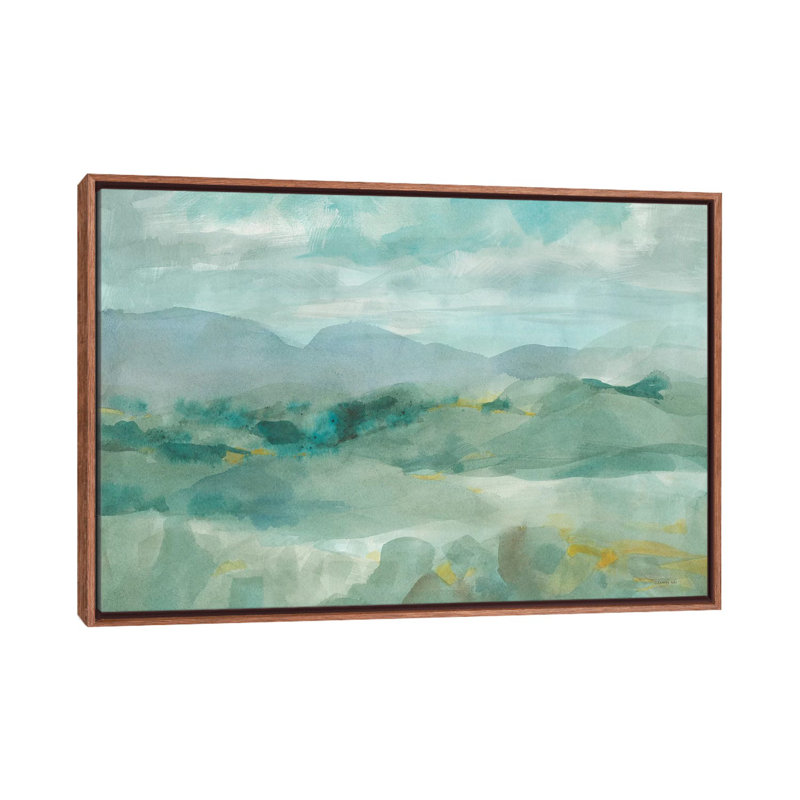 « Green Mountain View » par Danhui nai-impression, H 32 po x l 48 po x 1,5 po, Toile classique avec cadre brun, Pas de tapis