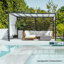 Pergola d'extérieur en acier avec abat-jour réglable blanc et écran d'intimité 10 pi x 12 pi Sunjoy