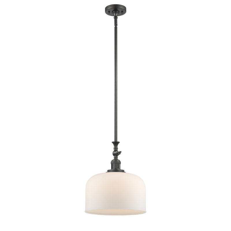 Hiers 1 - Light Single Pendant, Oil Rubbed Bronze, Matte White Cased, 6 Watt Vinage LED Bulb