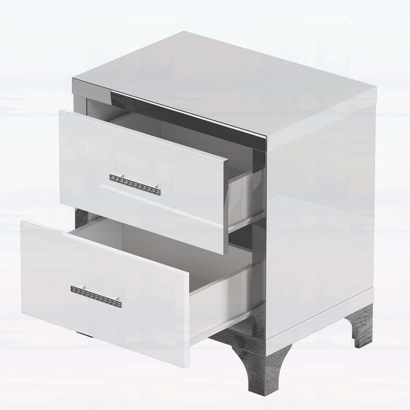 Table d'appoint moderne et Ã©lÃ©gante avec tiroirs, White