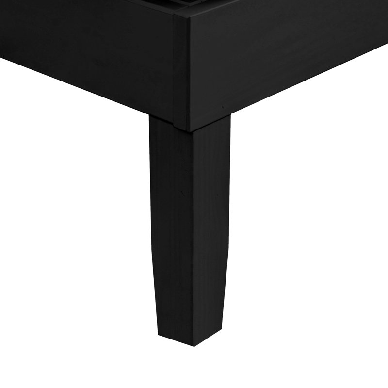 Marialana Contemporary Solid Wood Platform Bed with 13 Support Slats, Black, Queen