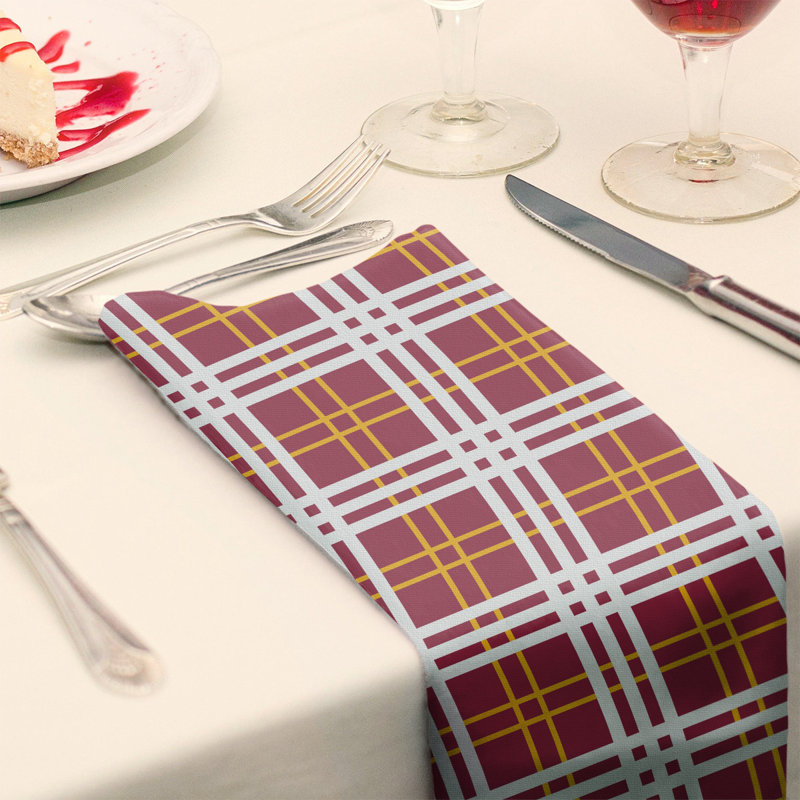 Plaid Square Napkin, Red/Yellow/White, 10" x 10", Cotton