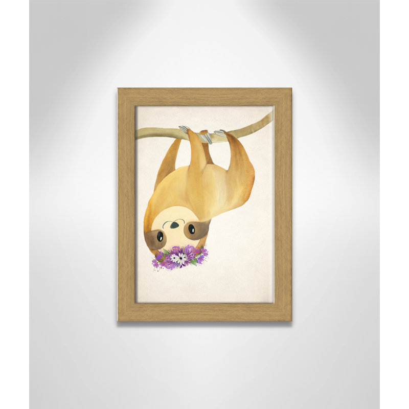 Sloth floral 2, H 16 po x l 12 po x P 0,63 po, Encadré plat chêne
