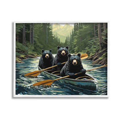 Woodland Canoeing Bears Framed Giclee Art by Jim Baldwin