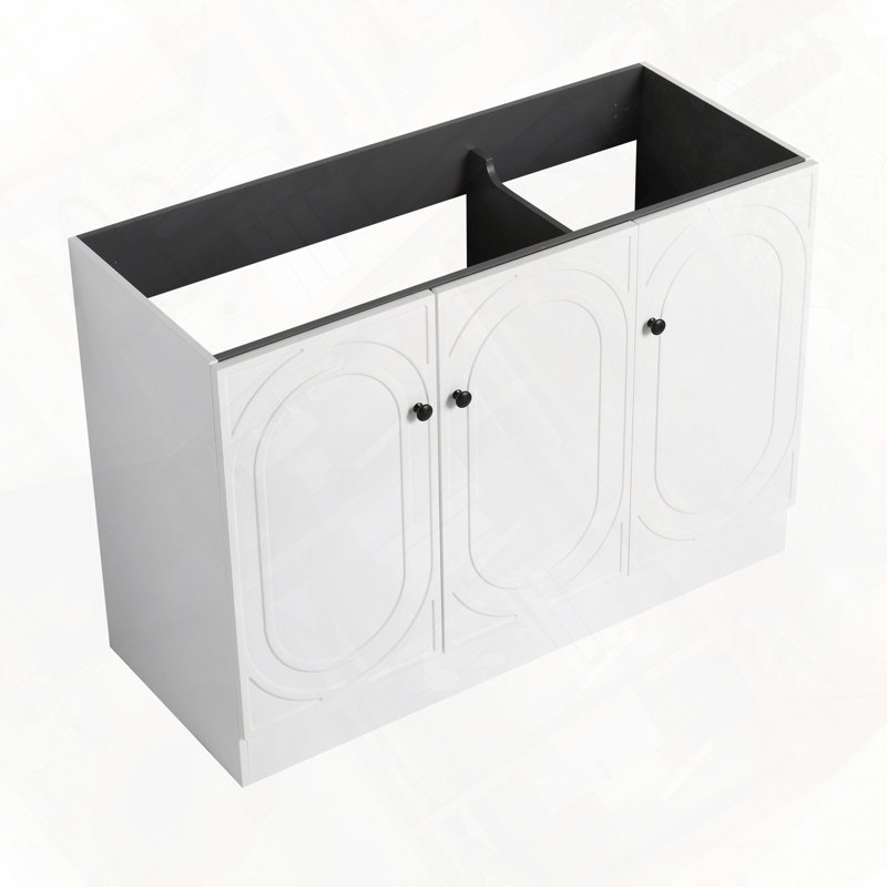 Meuble-lavabo autoportant avec portes d'armoire à fermeture en douceur sans lavabo