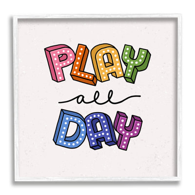 «Play All Day Expression Funk Kids», inscription sur plaque murale rétro par Raye Allison Creations