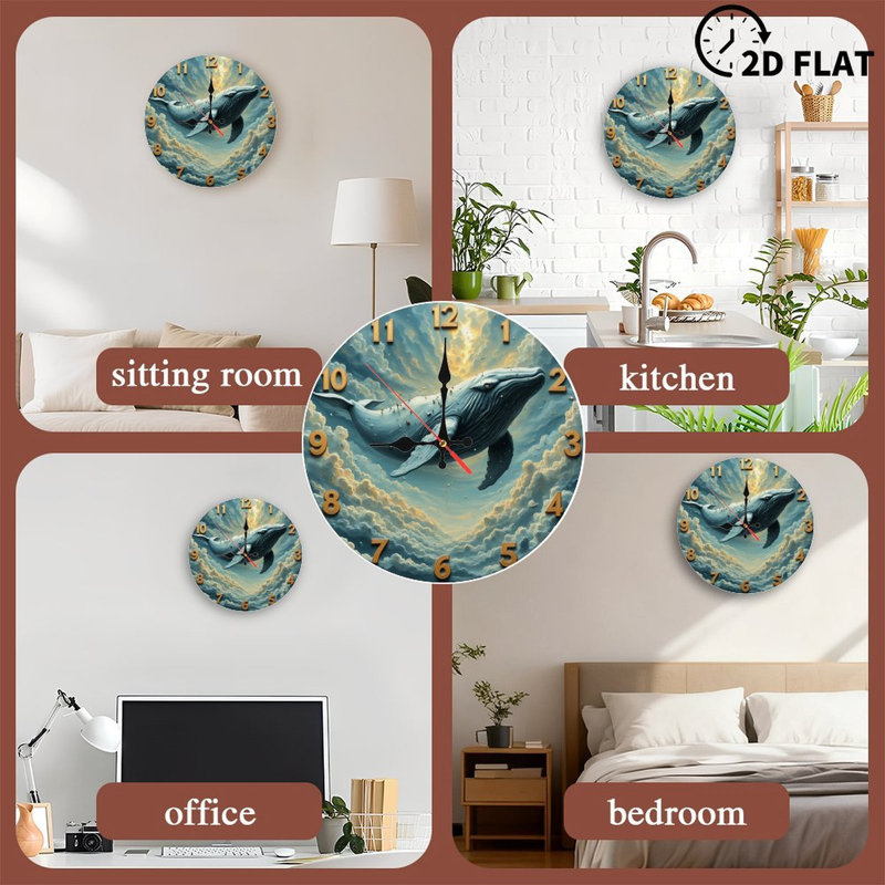 Whale Art Clock Decor