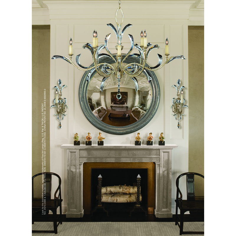 Beveled Arcs 6 - Light Chandelier, Silver