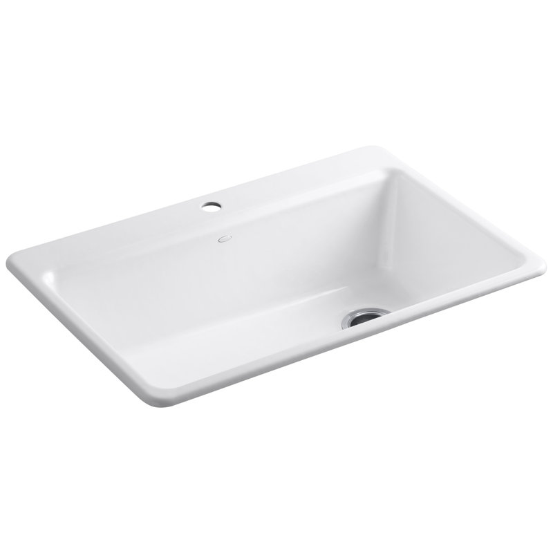 Riverby™ Single-Bowl Top-Mount Kitchen Snk with Accessories, 3 hole, Biscuit
