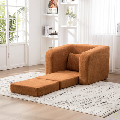 Canapé-lit simple pliable de 40 po avec accoudoirs et dossier, lit d'appoint convertible en chenille désossée avec matelas pour lit d'appoint, salon et chambre à coucher