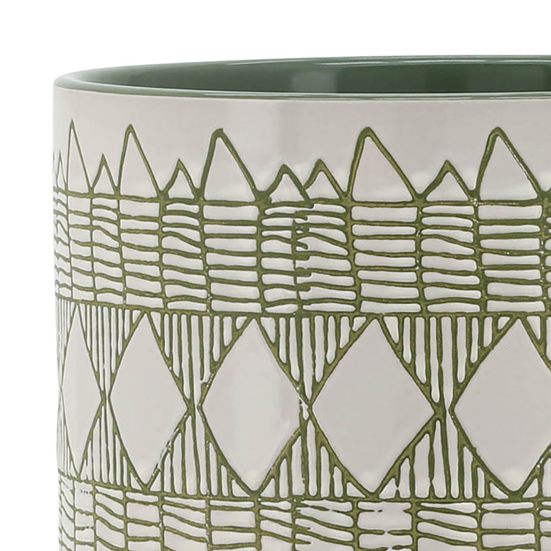 Stoneware Planter with Stand - Modern Ceramic Pot with Raised Detailing, Durable Base, Stylish Decorative Accent for Indoor and Outdoor Plants