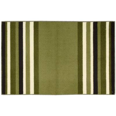 Tapis touffeté à rayures vert clair Cabello
