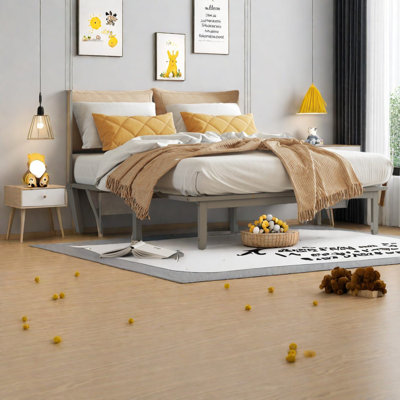 Grand lit escamotable peu encombrant, bois de pin avec USB, utilisation dans une maison moderne
