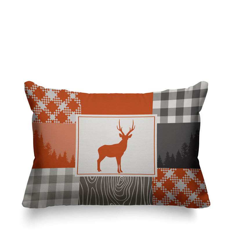 Coussin intérieur / extérieur Range Trees Cabin, Orange, 14 po x 20 po, Rectangle