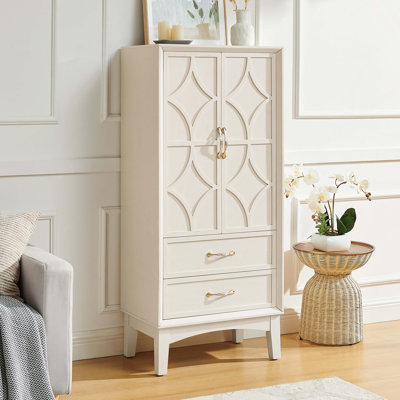 53.5" Tall Kitchen Pantry Storage Cabinet, Mid Century Modern Sideboard Buffet Cabinet, Retro Storage Cabinet with Doors and Drawers for Entryway Hallway Living Room Kitchen Garage