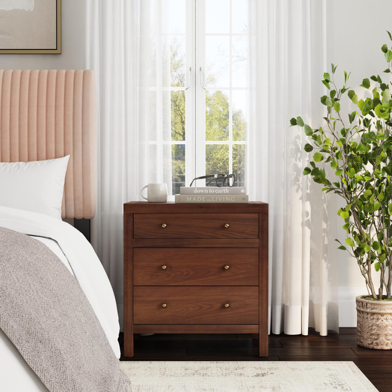 Celine 25" 3-Drawer Nightstand, Walnut