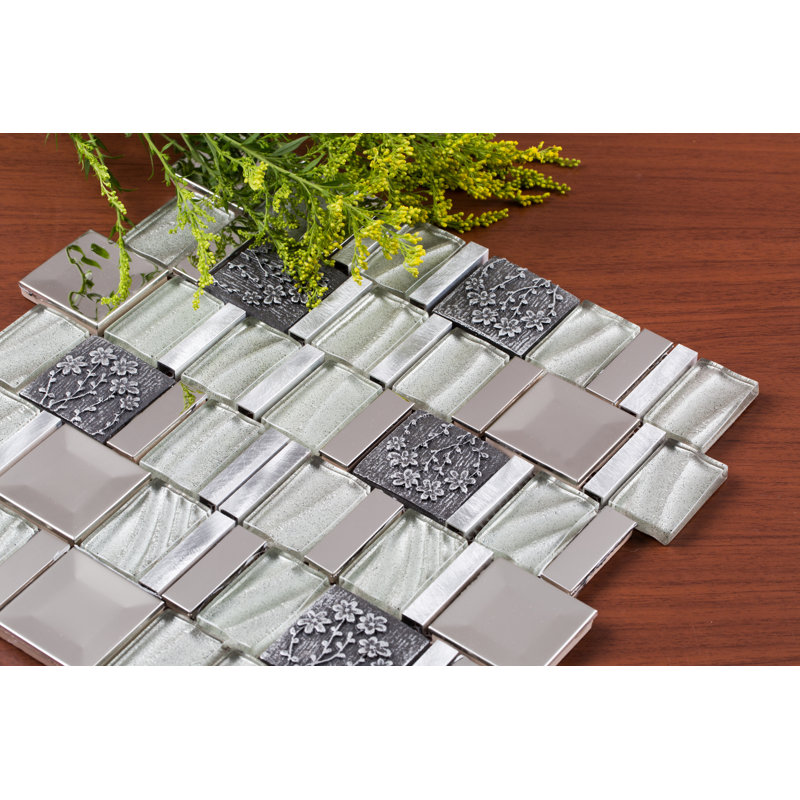 Carrelage mosaïque en métal Vitray, Argent