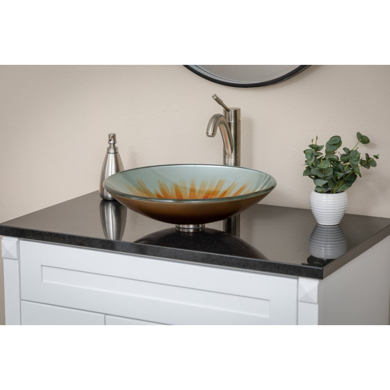 Lavabo de salle de bain vasque circulaire en verre Blossom