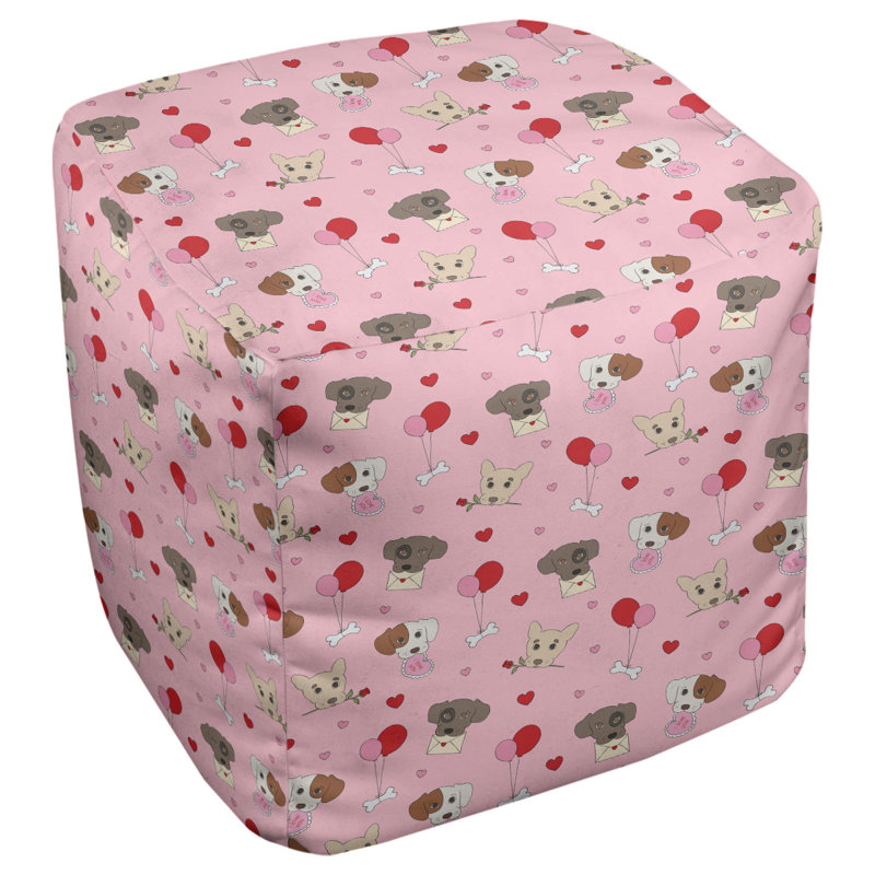 Pouf carré de 13 po de largeur, Rose