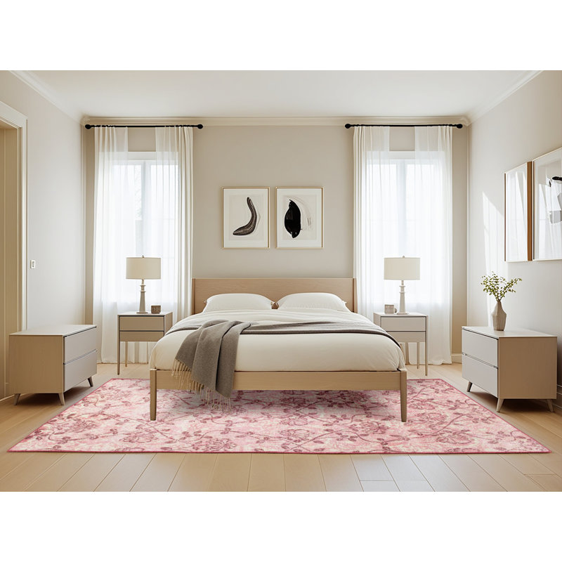 Tapis beige/rouge contemporain, Rectangle 5 pi x 8 pi