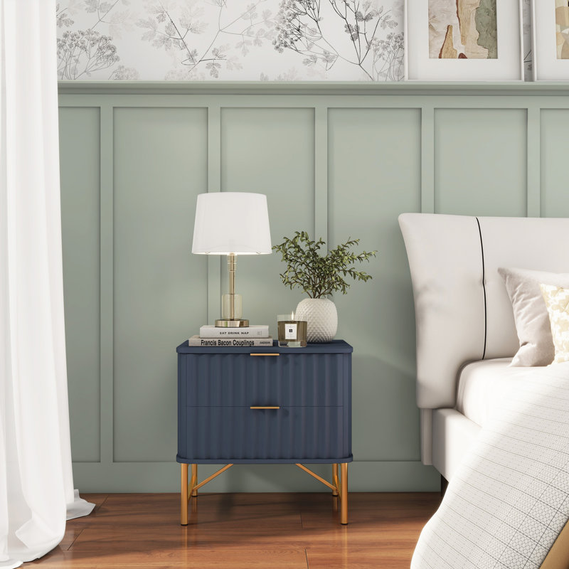 2 -drawer  Nightstand(set Of 2), Blue